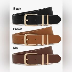 NWOT Tan Premium Faux Leather Waist Belt w/Gold-tone Buckle